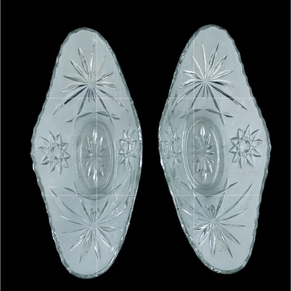 Anchor Hocking Prescot vintage “Star of David” glass Gondola Dishes set of two